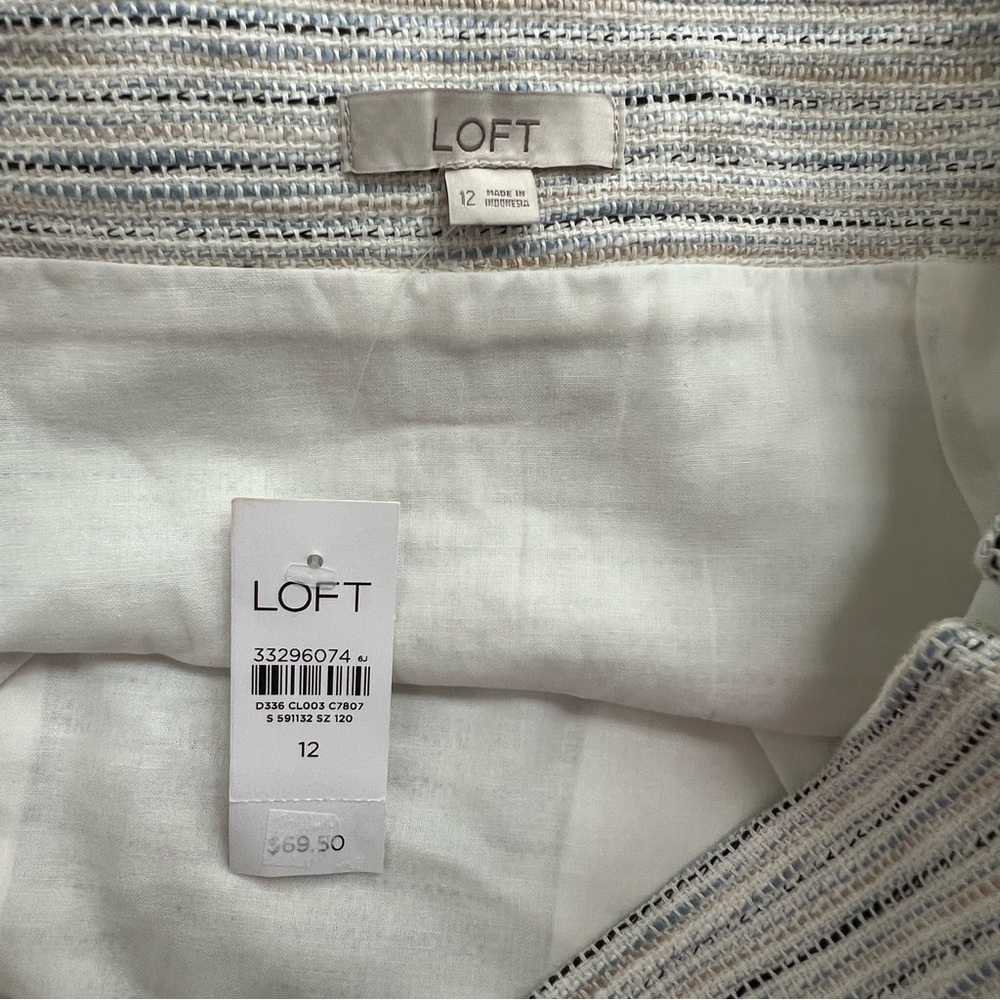 NWT Loft  Tweed Pocket Shift Skirt Size 12 Textured Stripe Preppy Mod-chic Retro - Picture 11 of 12